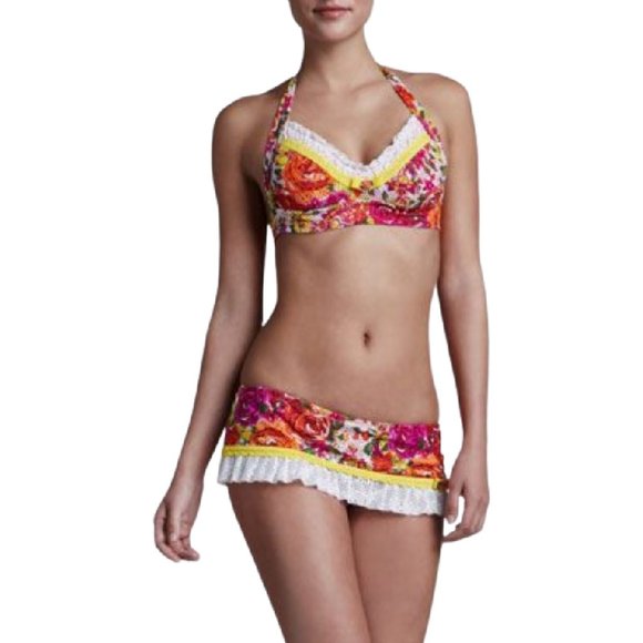 Betsey Johnson Other - Betsey Johnson Slice Floral-Print Lace Bikini M/D